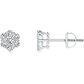 Small White Gold Plated 925 Sterling Silver Trendy Iced Cz Mens Women's Tiny Cute Cubic Zirconia Screw Back Hypoallergenic Flower Cluster Stud Earrings