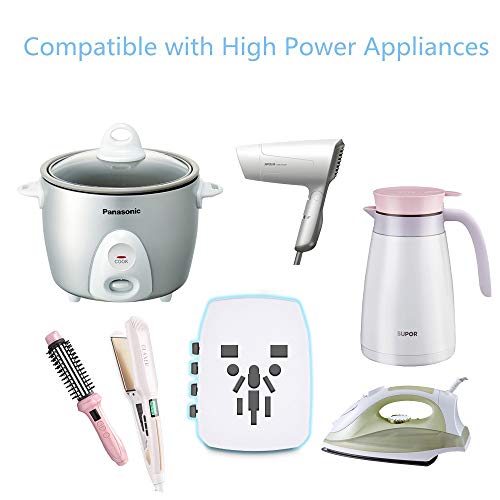 Travel Adapter, 2000W International Power Adapter, All in One Universal Power Adapter with 4 Quick Charge USB 3.0 Ports, for UK, EU, AU, US, Over 150 Countries (White)