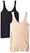 Ellen Tracy Women's Seamless Reversible 2 Pack Camisole, Black/Sun Beige, X-Large