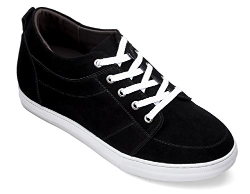 CALDEN - K4125771-2.6 Inches Taller - Size 6.5 D US - Height Increasing Elevator Shoes (Black Suede Campus Style Lace up Casual Shoes)