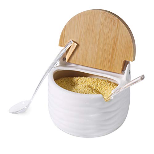 77L Sugar Bowl with Lid and Spoon, 8.11 FL OZ (240 ML) Ceramic Sugar