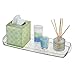 mDesign Long Plastic Bathroom Vanity, Countertop, Toilet Tank Top Storage Tray - Holds Towels, Candles, Jewelry, Lotions, Tissues,Canisters Toiletries and More - Clear