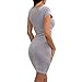 Fedi Summer Women's Cotton Stretch Bodycon Party Cocktail Short Slim Pencil Dress, Grey, Small