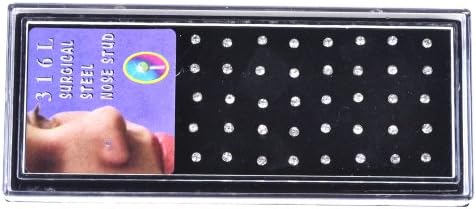 YanTuj Women's 18G 60pcs Stainless Steel Nose Studs Rings Pins Bar Piercing