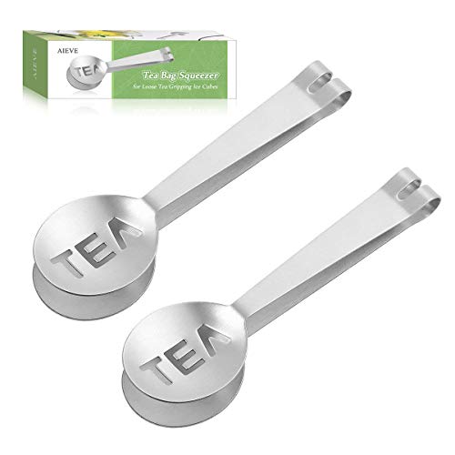 Tea Bag Squeezer, AIEVE 2 Pack Stainless Steel Tea Bag Squeezer Tongs Tea Bag Spoon Tea Bag Holder T Tea Bag Squeezer, AIEVE 2 Pack Stainless Steel Tea Bag Squeezer Tongs Tea Bag Spoon Tea Bag Holder T