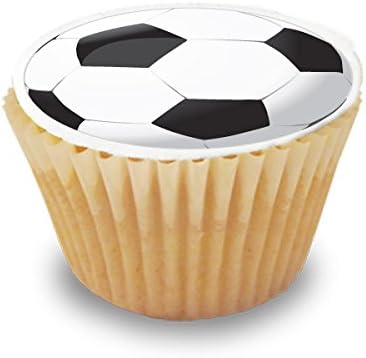 48 x Football / Soccer Cupcake Toppers - Pre-Cut Round Cupcake Topper Premium Quality Icing Sheet