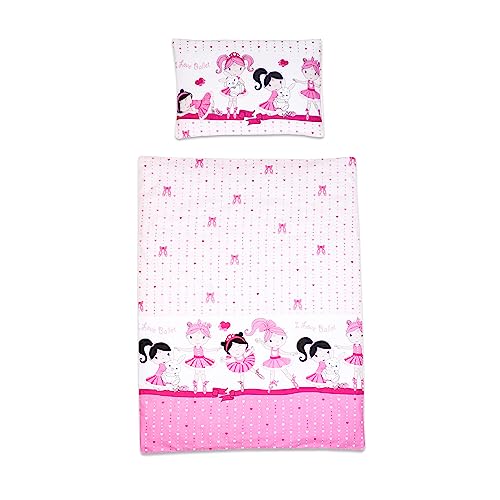 Baby Comfort 2 Piece Bedding Set 135x100 cm Duvet Cover & Pillowcase for Toddler Cot Bed 12M+ (Pink Ballet)