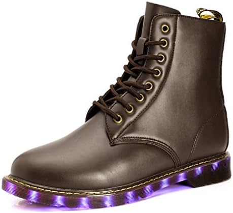 FQ Butterfly light up Mens &amp; Womens Combat Boots Light Up (Brown, 9 B(M) US Women/7.5 D(M) US Men/ EU 39)
