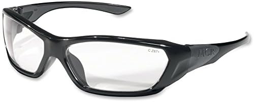 MCR SAFETY FF120 ForceFlex Safety Glasses, Black Frame, Clear Lens