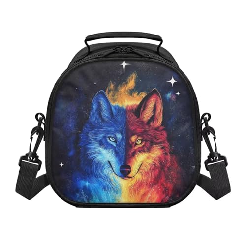 Renewold Cool Wolf Lunch Box for Boys Portable Leakproof Kids Lunch Box with Adjustable Strap Multifunctional Large Thermal Cooler Bag for Kids Teen Boys Girls