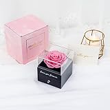 Miofula Preserved Real Rose Gift Box with Necklace & Earrings for Her view 5