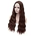 ANOGOL Hair Cap+Dark Brown Middle Part Water Wave Synthetic Hair Wigs for Cosplay Party Halloween Show