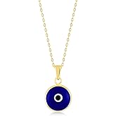 Gelin Navy Blue Evil Eye Necklace 10K Solid Gold