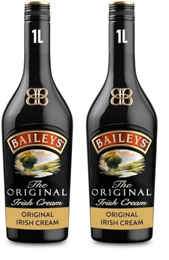 Baileys Original Irish Cream Liqueur | 17% vol | 1L | Fine Irish Whiskey | Spirits | Irish Dairy Cream | Rich Chocolate & Vanilla Flavours | Great Over Ice Cream or in Coffee (Pack of 2)