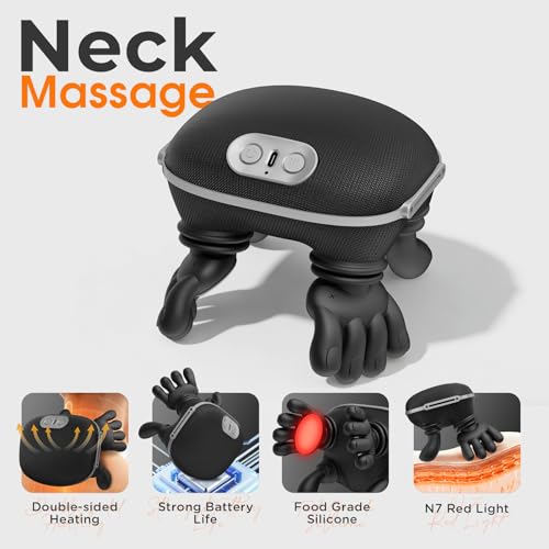 Neck Massager With Heat,Bionic Heated Massager,Shiatsu Deep Kneading for Shoulder, Back & Leg,Back Massager for Home,Travel,Office Use