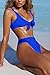 QINSEN Navy Front Knotted Active Crop Top High Waist Bikini Swimsuit for Women XL