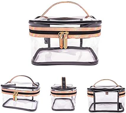 Clear Toiletry Bag Waterproof Transparent Portable Travel Bag Clear Carry-on Travel Toiletry Bag Clear Pouch for Cosmetics Airport Security Wash Bag Clear PVC Makeup Tote Bag Semicircle Bag (Clear)