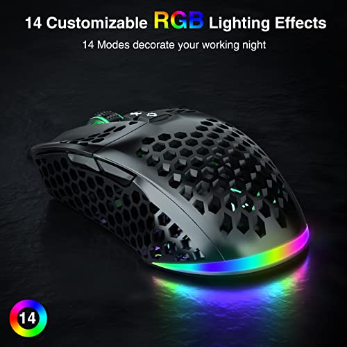 SOLAKAKA Lightweight Wireless Gaming Mouse Bluetooth with Shell, Side Buttons, RGB