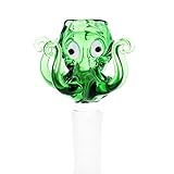 UUYSU New Joint 14mm 14.5mm Multiple Options Recycler Kit Hand made Glass Piece Bowl Green Holder Light (Octopus 14)
