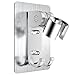 Adhesive Shower Head Holder,Adjustable Shower Wand Holder,Handheld Shower Head Wall Mount Bracket with 2 Hanger Hooks,Showerhead &Bidet Sprayer Bracket Better Than Suction Cups