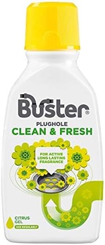 Buster Citrus Clean & Fresh Plughole Gel, Kills bad smells, 300 ml, Pack of 6
