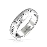 Mantra Sentimental Words True Love Waits Purity Promise Ring Band For Teen 925 Sterling Silver