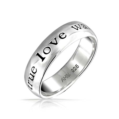 Bling Jewelry Mantra Sentimental Words True Love Waits Purity Promise Ring Band for Teen 925 Sterling Silver