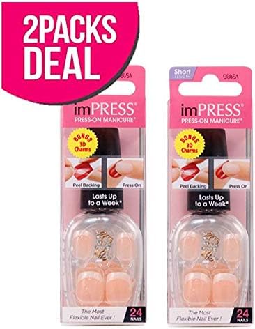 2-PACK! Broadway Nails imPRESS Press-On Manicure Short Length (BIPD011-On Fire)