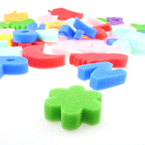 Jyongmer 50 Pieces Assorted Pattern Sponge Painting Shapes, Multicolor Craft Painting Sponges Animal Sponge Art Painting Stamps Paint Sponge Brush Set Learning Drawing Tools for Toddlers and Kids