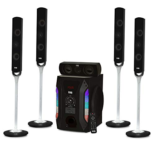 Acoustic Audio AAT1000 Tower 5.1 Home Theater Speaker System with 8″ Powered Subwoofer