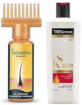 Indulekha Bhringa Hair Oil, 100ml & TRESemme Keratin Smooth Conditioner, 190ml