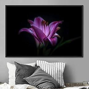 signwin Framed Canvas Wall Art Purple Lily Bohemian...