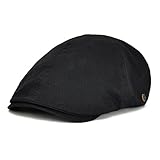 VOBOOM Ivy caps Herringbone Cotton Flat caps Light Newsboy caps Cabbie Hat (Black)