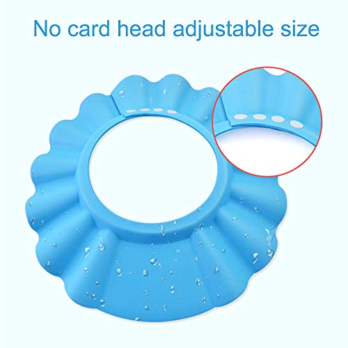 LUCKSTAR Baby Shower Protection Cap -Adjustable Baby Kids Children Safe Shampoo Bathing Shower Hat Waterproof Elastic Ring Hat Baby Bath Visor Cap for Toddler, Infant (Blue) - Thumbnail 3