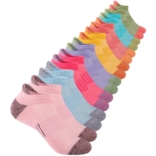 Comfoex Girls Socks Ankle Athletic Socks For Kids 4-6 6-8 8-10 Years Old Short Socks With Cushioned Sole 8 Pairs