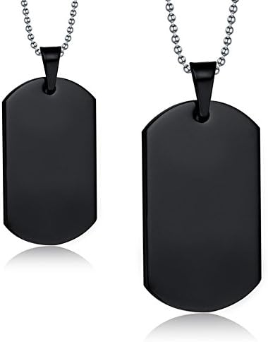 NEHZUS Stainless Steel Plain Dog Tag Pendant Necklace for Couples(Free Engraving)
