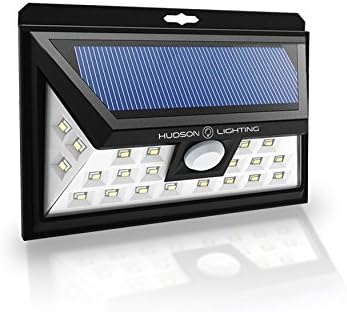 Hudson Lighting- Solar Lights Outdoor Patio Deck Lights 24 LED- Outdoor Motion Sensor Security- Sun Powered Lighting For Yard, Backyard, Pathway- Motion Activated Detector- 1 Year Warranty