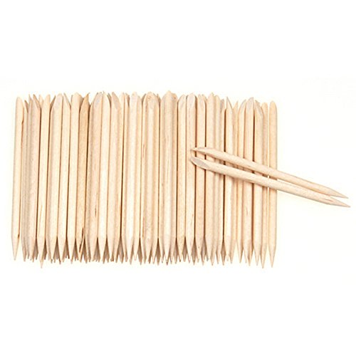 Polytree 100pcs Wood Sticks Cuticle Pusher Remover Pedicure Manicure Nail Art Tool