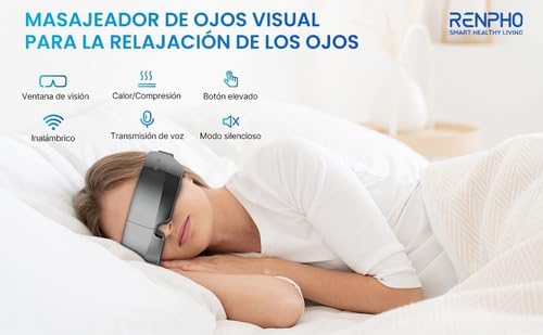 RENPHO Eyeris View - Eye Massager Extended with Heat, Compression,Vision Window, 5 Modes Eye Care Device for Migraines Relief, Relax Eye Strain, Reduce Dry Eyes, Temple Massager, Christmas Gifts