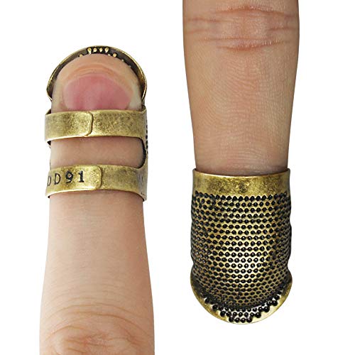 5 Pcs Sewing Thimble Finger Protector Adjustable Fingertip Thimble for Needlework Embroidery DIY Craft Tools (Medium) - Thumbnail 3