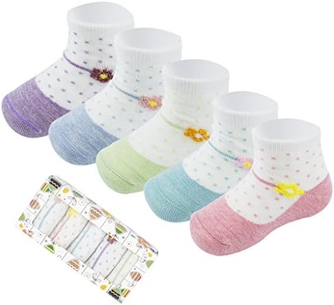 Baby Non Skid Socks for Toddlers Girls Boys Infant Fun Socks Baby Gift,5 Pack (Floral,S 1-2 years)