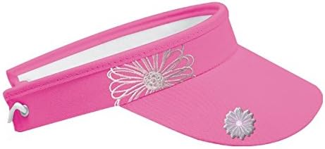 Surprizeshop Ladies Embroidered Flower Golf Visor - PINK