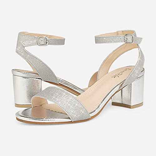 silver block heels size 9