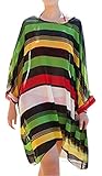 Women's Oversized Stripe Beach Bikini Swimwear Cover-up,Green Stripes