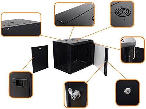 9U-High 18''-Deep 19''-Wide Wallmount Cabinet Enclosure Network Rack Locking Glass Door - Thumbnail 2