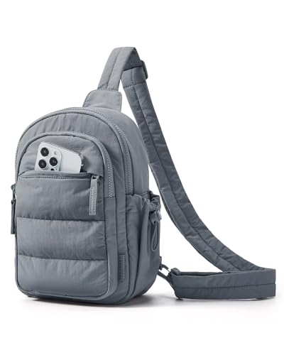 BAGSMART Small Sling Bag for Women, Puffer Crossbody Bag Purses Hobo Handbag Fanny Packs for Travel Hiking
