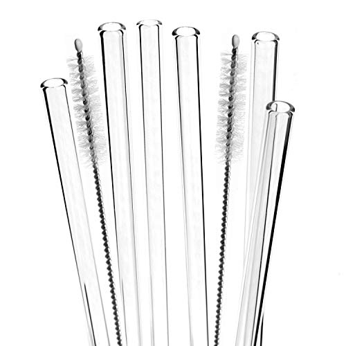 bremermann 6er Set Glas-Trinkhalme, Cocktail-Set, Verschiedene Längen, wiederverwendbar, transparent oder bunt…