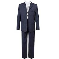 YANGGO Mens Pinstripe Blue Suit Jacket & Pants 2 Pieces Suit Costume Outfit (XL)