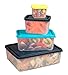 Reusable Lunch Containers - Set of 4 Microwave Safe, Meal Prep Stackable Nesting Containers, Pack Food, Snacks & Sauces in Leak Proof Compartments w/Lids, Easy to Clean, Bento Boxes