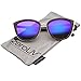 zeroUV High Fashion Metal Outer Frame Color Mirror Lens Oversized Cat Eye Sunglasses 55mm (Tortoise-Gold/Purple Mirror)